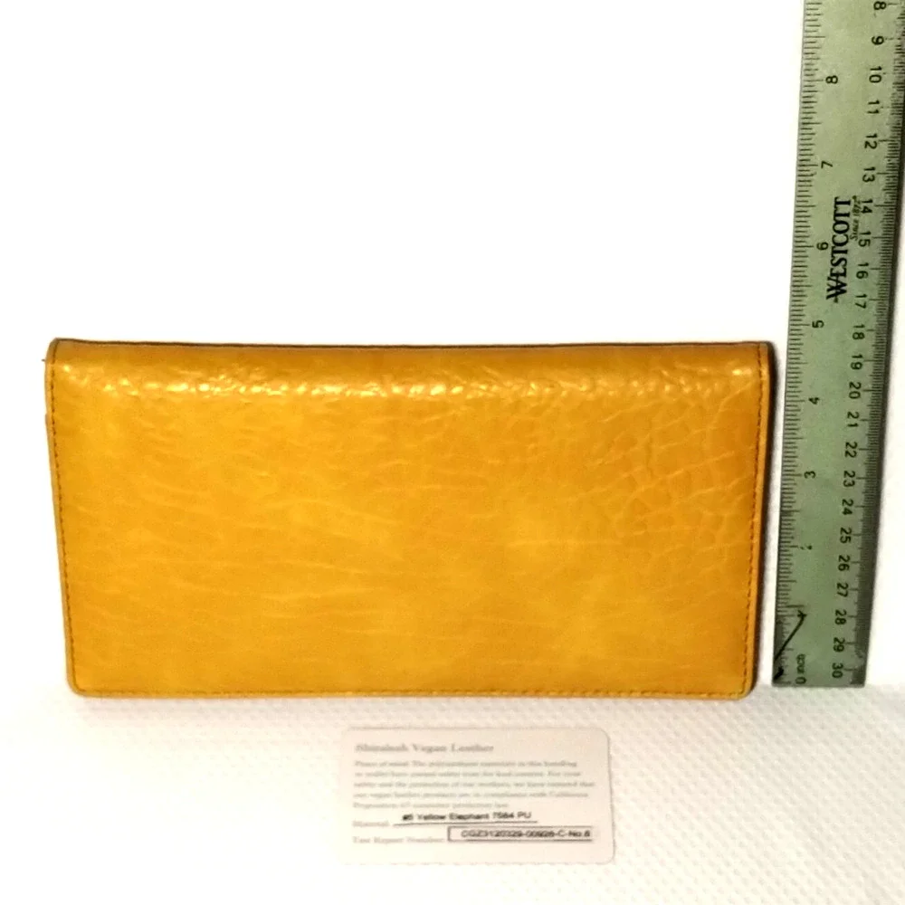 Shiraleah Bright Yellow Vegan Leather Checkbook Wallet Bifold Clutch Boho Chic